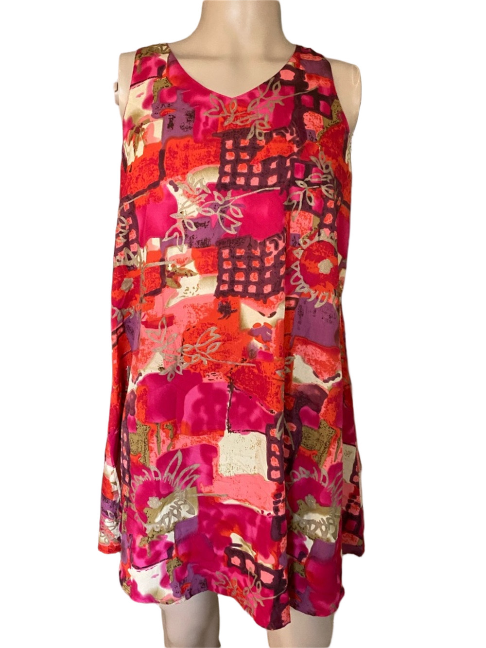 Sassy Doll Sleeveless Hot Pink Abstract Print vintage Mini Dress